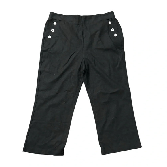 Joie Black Pull On Linen Blend Wide Leg Cropped Pants Size XL - Picture 1 of 4